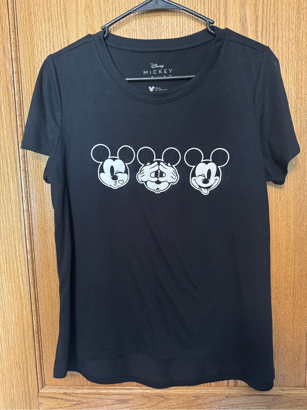 Disney Black Tee with White Mickey Faces